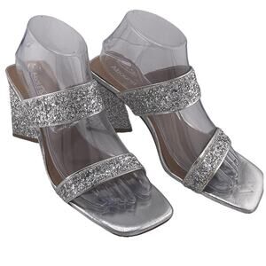 Nordstrom ABOUND Carina Glitter Heel Sandal Silver size 8.5M NWOB